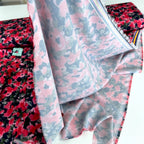 Lightweight Stretch Crepe Painted Poppy  - Deadstock Designer Fabric - Navy