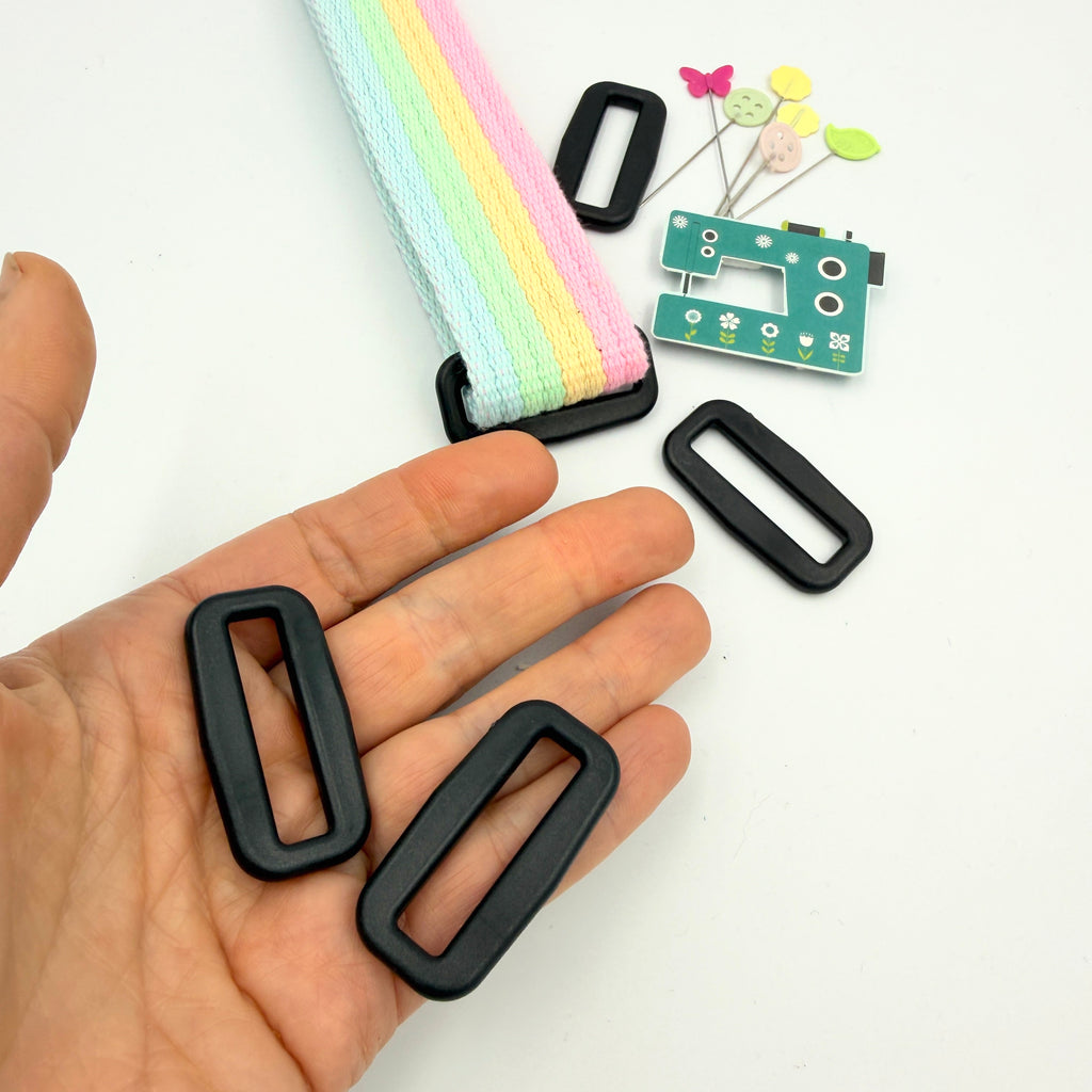 32mm Delrin Rectangular Rings - Black - Pack of 5
