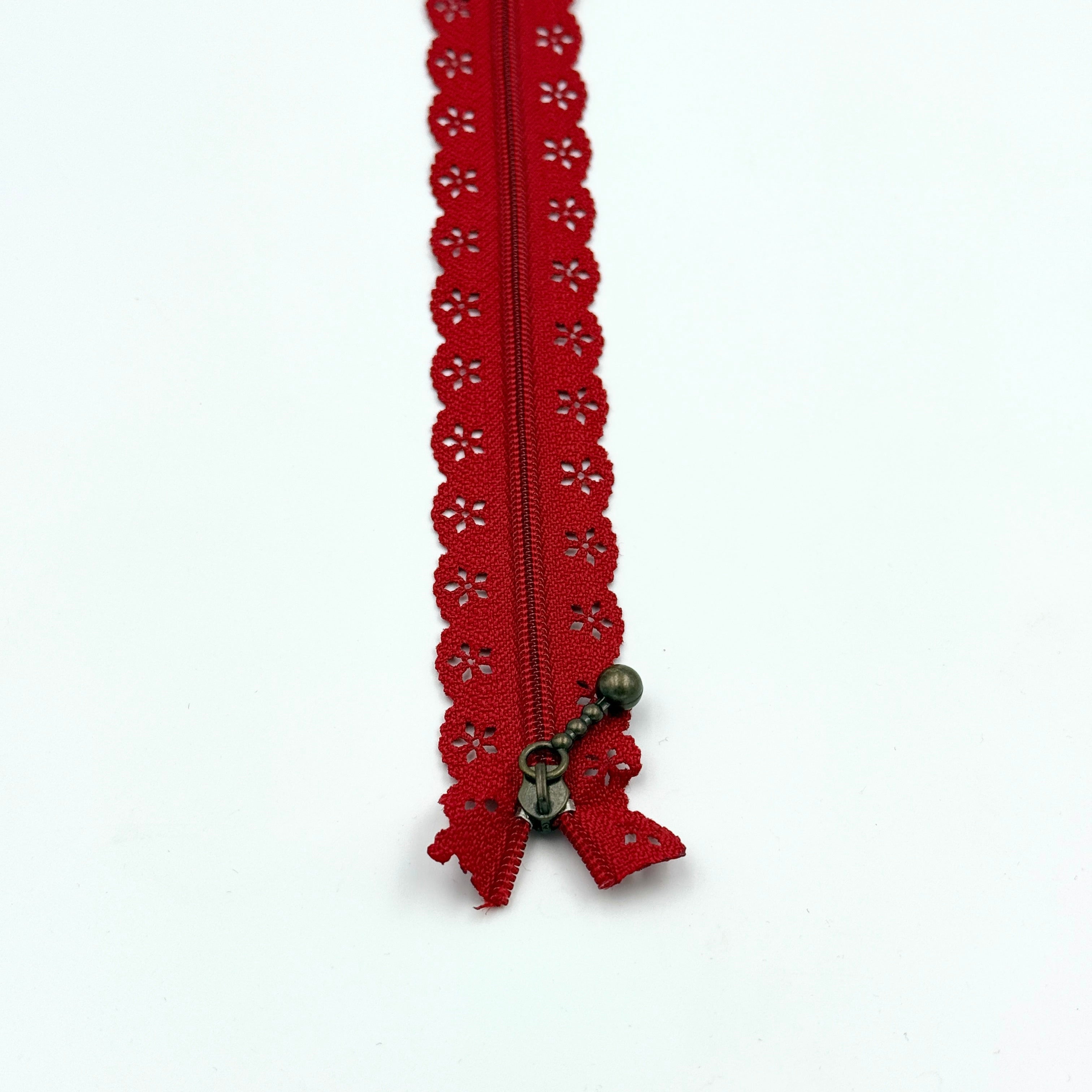 14" (35cm) Lace Edge Design Zip - Choice of Colours