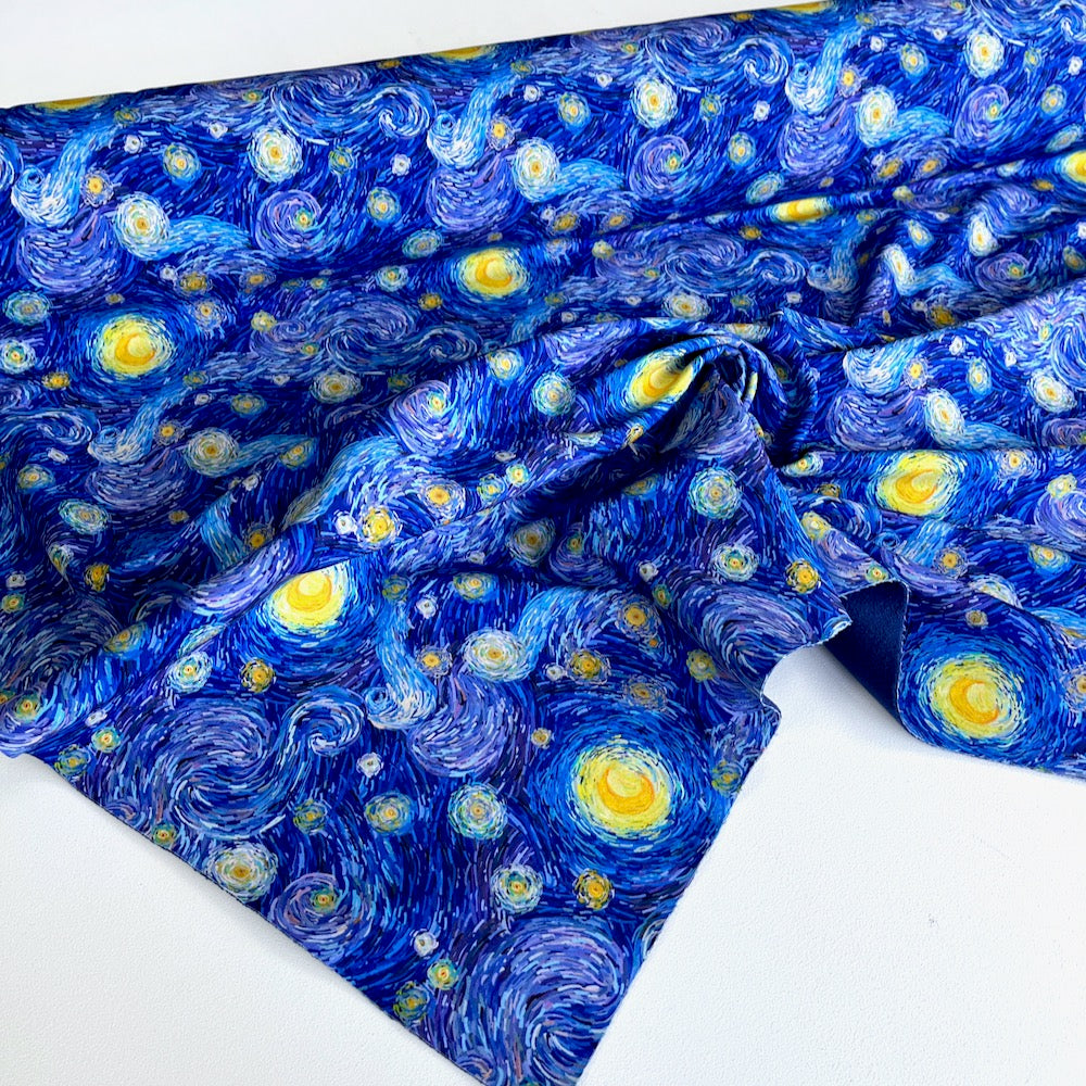 Painted Starry Sky - Soft Shell Fabric - Blue