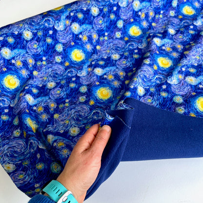 Painted Starry Sky - Soft Shell Fabric - Blue