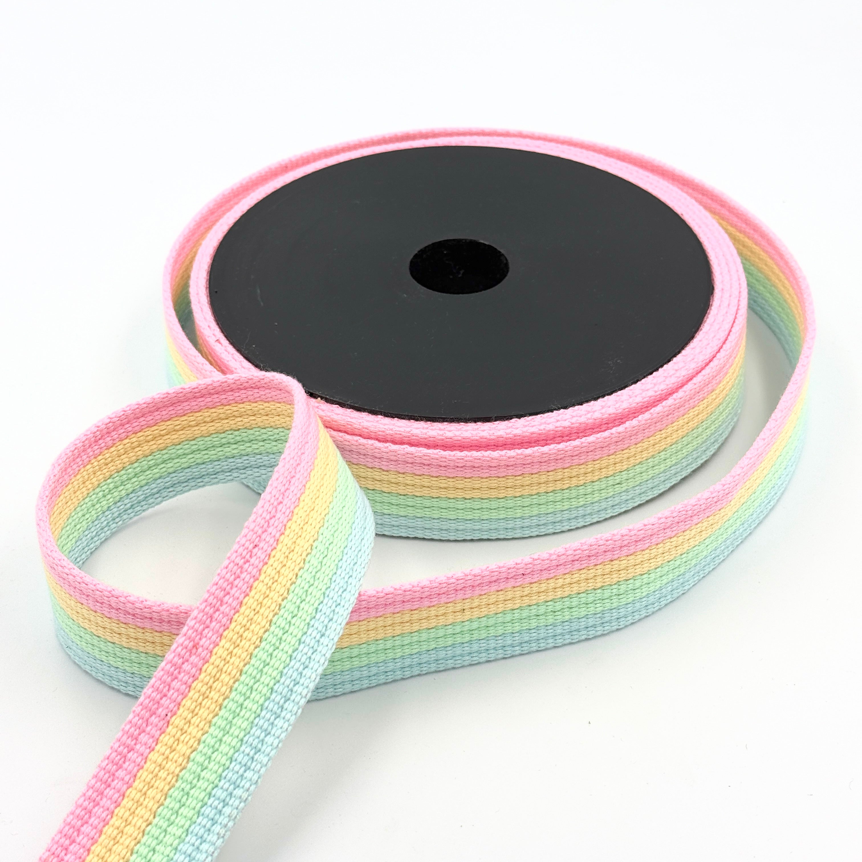 32mm Rib Weave Webbing - Pastel Rainbow