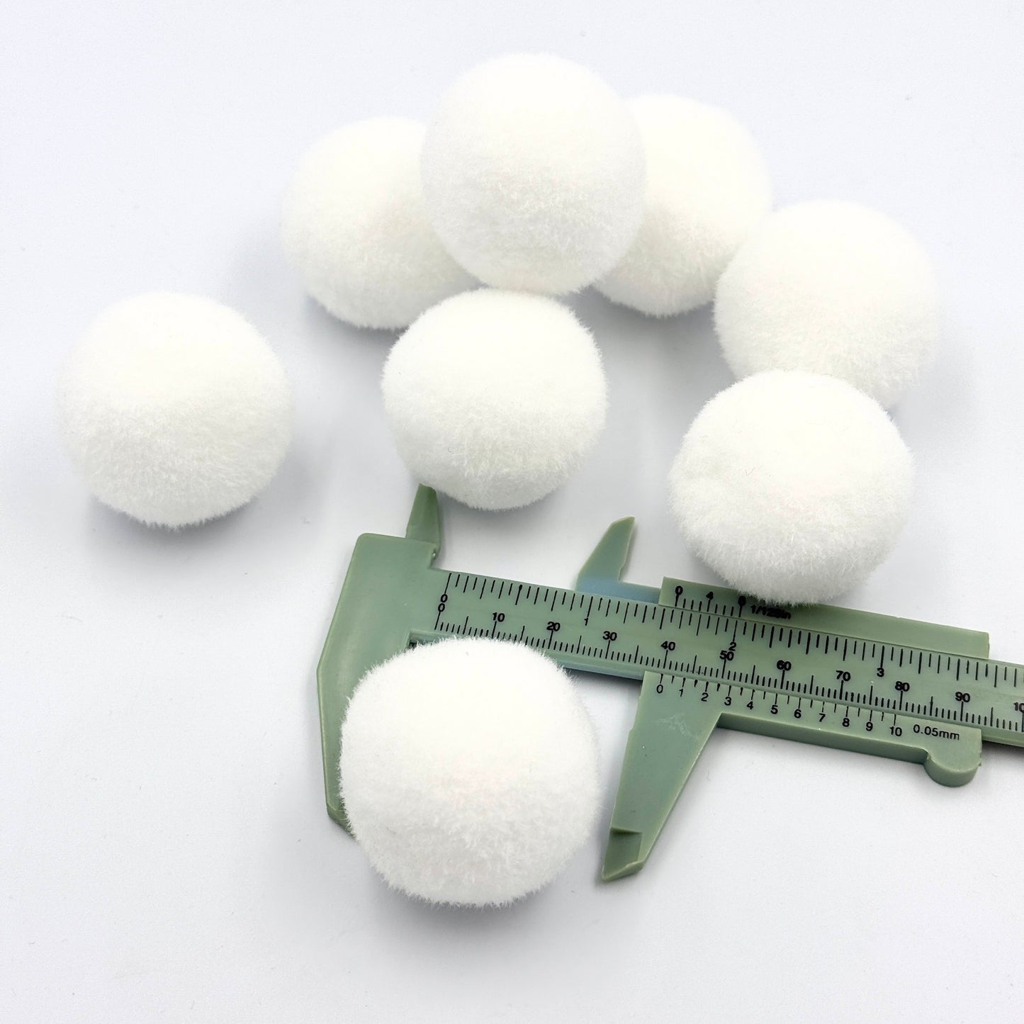 40mm Large White Pom Poms - 24 pack