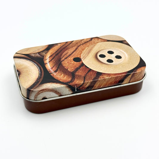 3x Button Design Metal Storage Tins