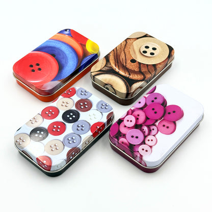 4x Button Design Metal Storage Tins