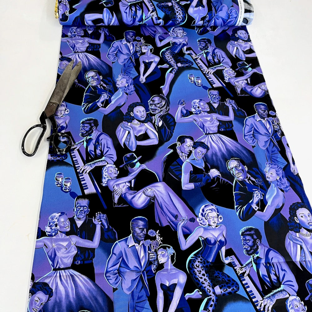 Alexander Henry - Haunted House - Scream Date Indigo Blue - Sewing and ...