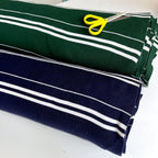 Chunky Cuff Cotton Ribbing Double Sided White Stripes Green