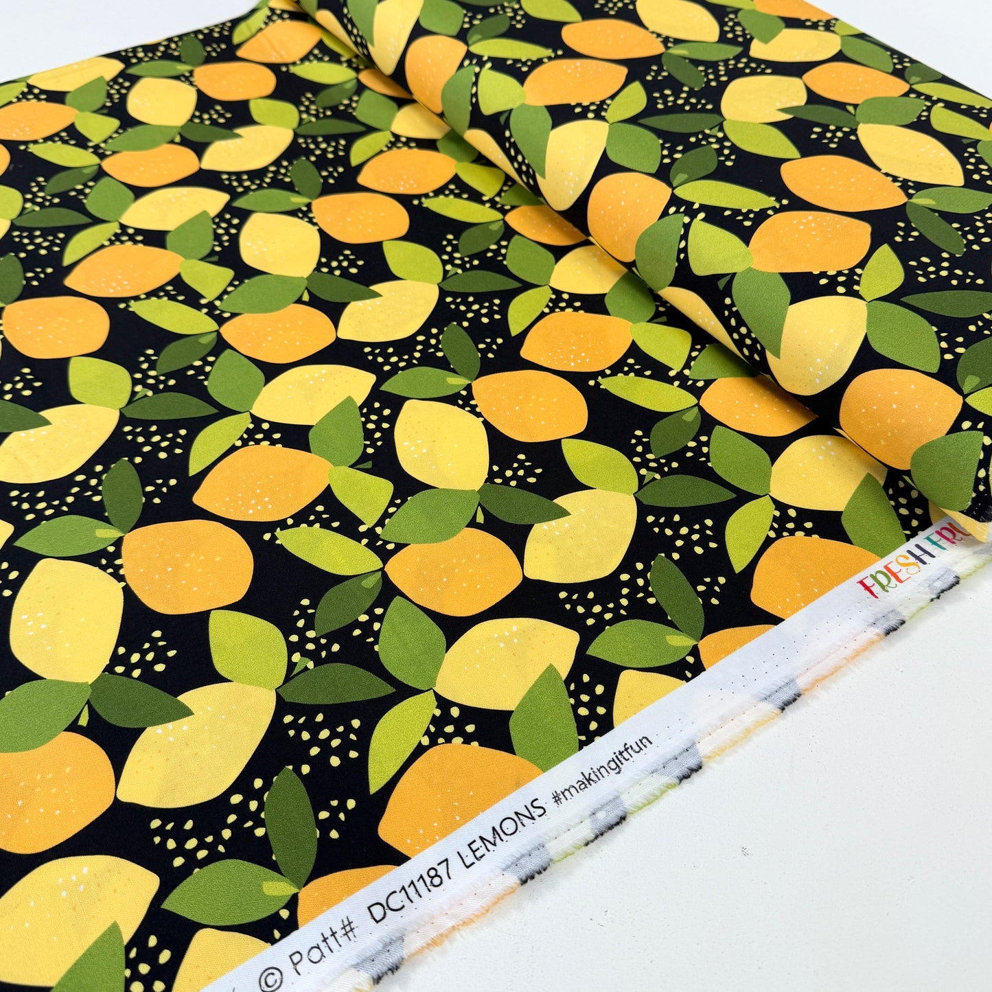 Lemons (Black) Quilting Fabric by Michael Miller (Per Metre)