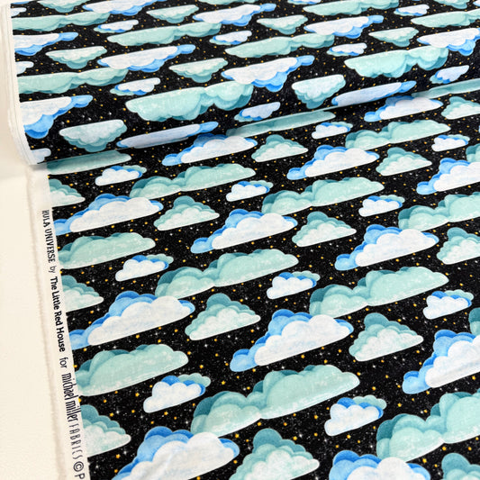 Space Clouds (Black) Quilting Fabric by Michael Miller (Per Metre)