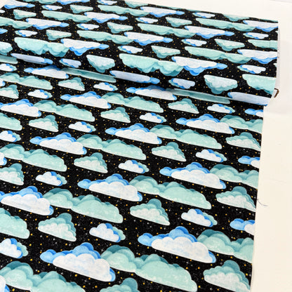 Space Clouds (Black) Quilting Fabric by Michael Miller (Per Metre)