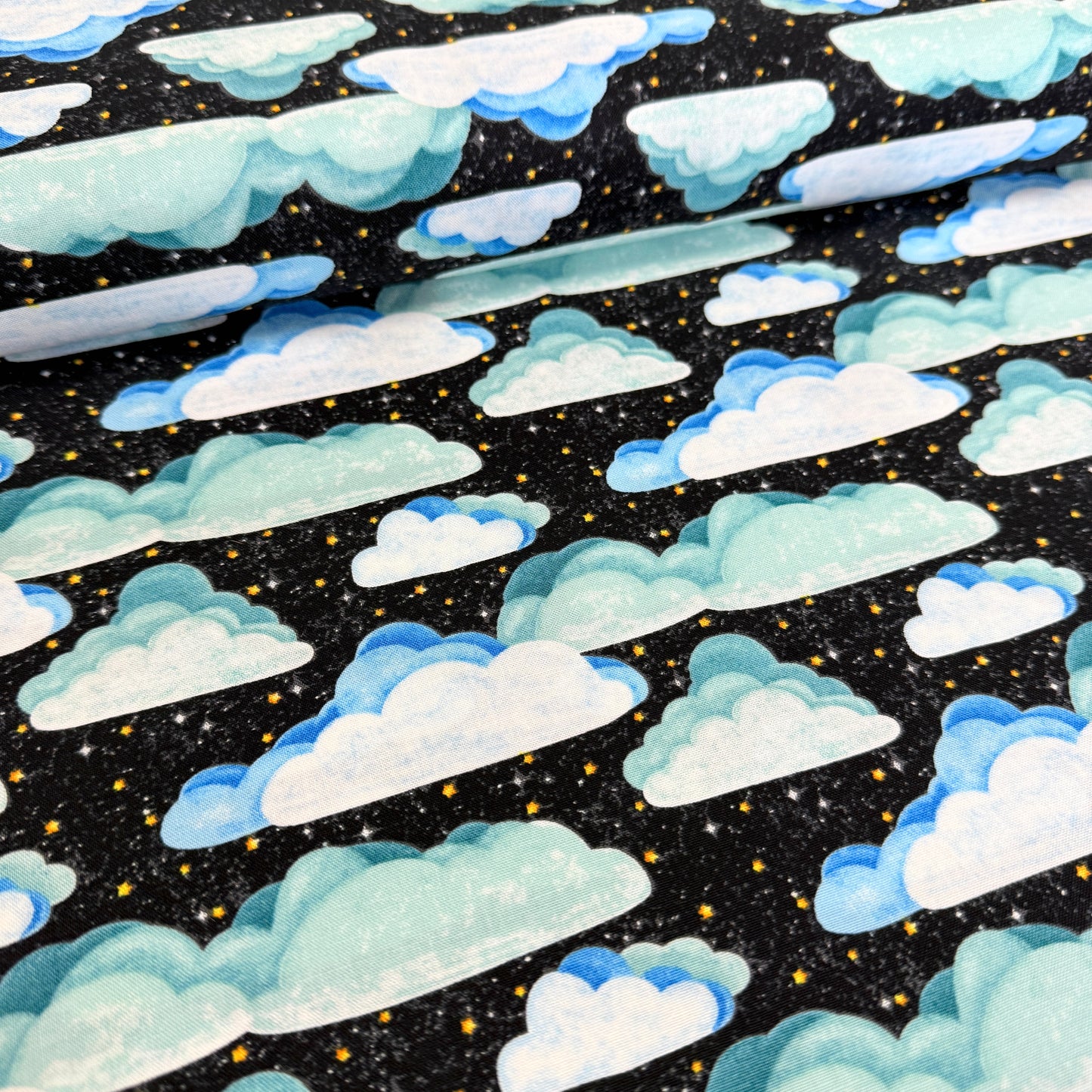 Space Clouds (Black) Quilting Fabric by Michael Miller (Per Metre)