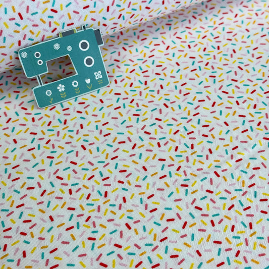 Colorful Sprinkle (White) Quilting Fabric by Michael Miller (Per Metre)