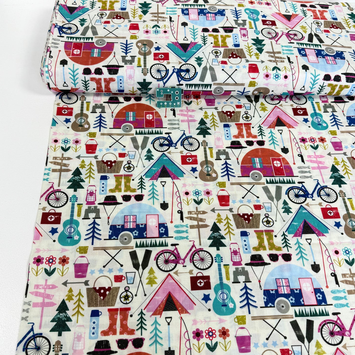 Lets Go Camping (Cream) Quilting Fabric by Michael Miller (Per Metre)