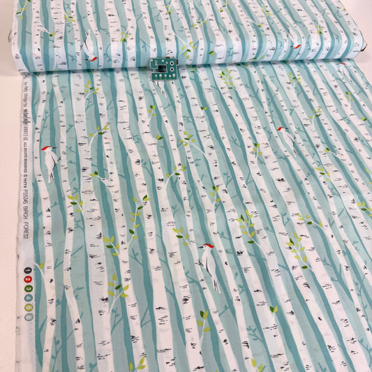 Remnant of Birch Forest (Aqua) Quilting Fabric by Michael Miller (138cm)