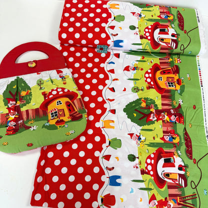 Gnomeville (Red) Quilting Fabric by Michael Miller (Per Metre)