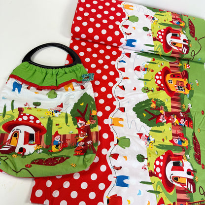 Gnomeville (Red) Quilting Fabric by Michael Miller (Per Metre)