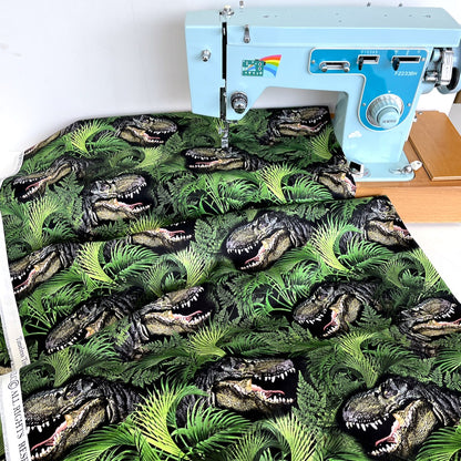 Timeless Treasures Fabric - Dinosaurs In The Forest - Green