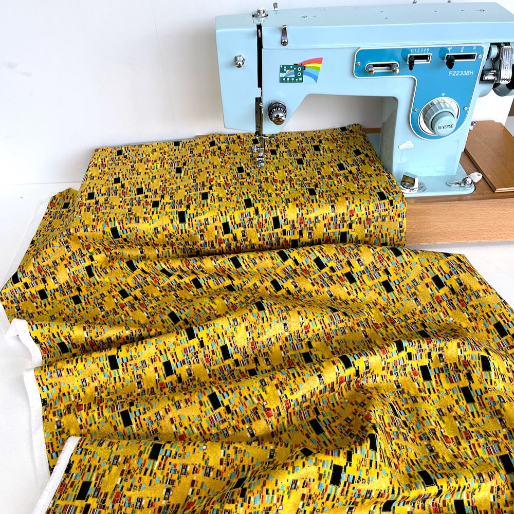 Timeless Treasures Fabric - Metallic Klimt Squares - Gold