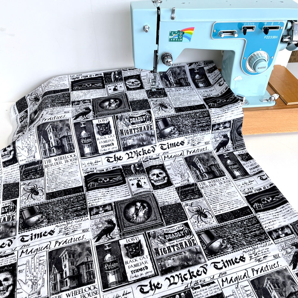 PRINT FAULT: Wicked Time Newspaper - White (Per Metre)