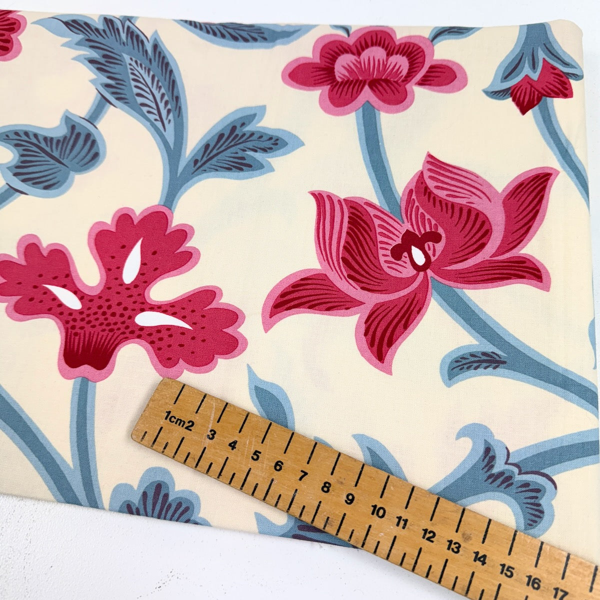 Remnant of Timour Floral Love Pink Blue - 200gsm Medium Weight Cotton - 140x99cm