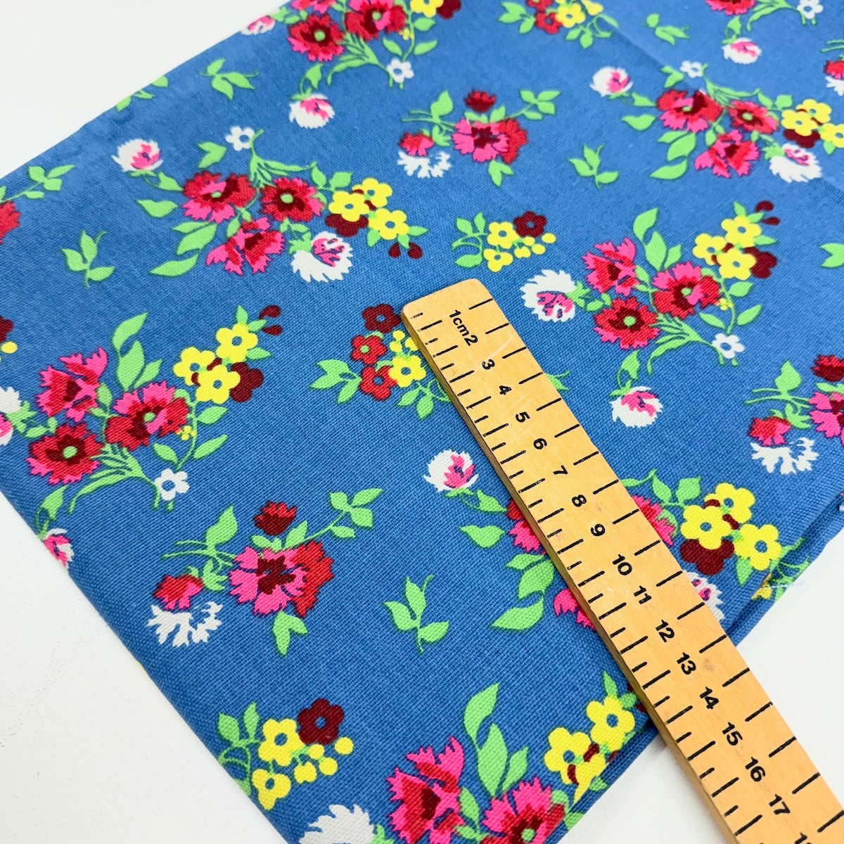 Remnant of Cath Kidston Floral Meadow Blue - 250gsm Cotton Duck Canvas - 75x130cm