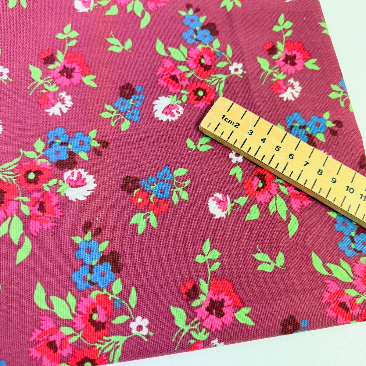 Remnant of Cath Kidston Floral Meadow Red - 240gsm Cotton Duck Canvas - 63x81cm