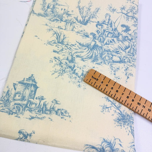 Remnant of Renaissance Toile Blue - 220gsm Cotton Duck Canvas - 125x62cm