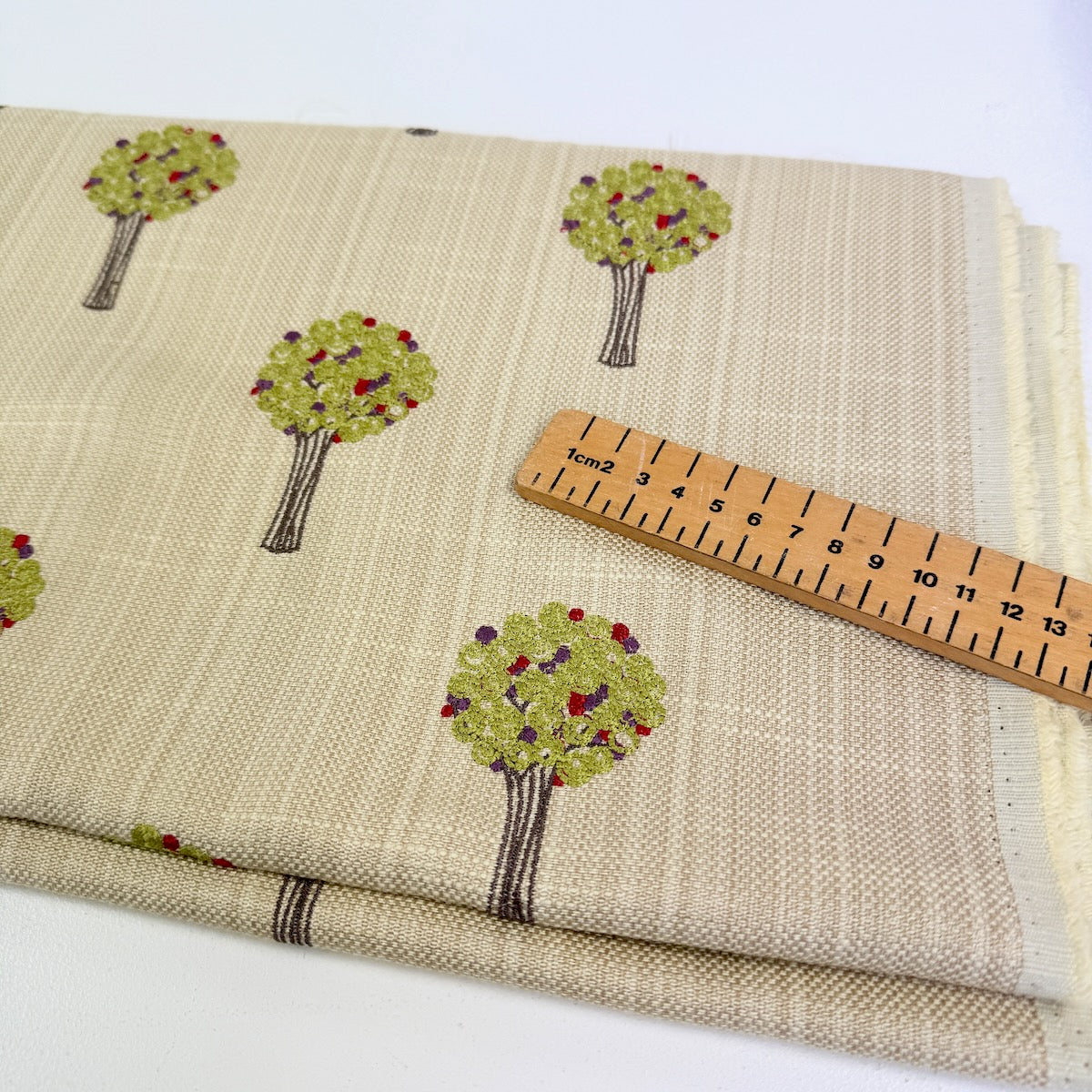 Remnant of Super Soft Embroidered Trees - 360gsm Linen Look Viscose Cotton Canvas - 95x135cm