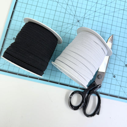 8mm Wide Waistband Elastic - 25m Roll - Black/White