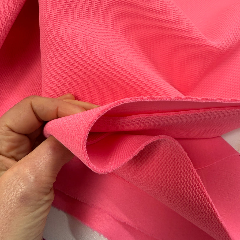Crinkle Top Scuba - Deadstock Designer Fabric - Bright Pink