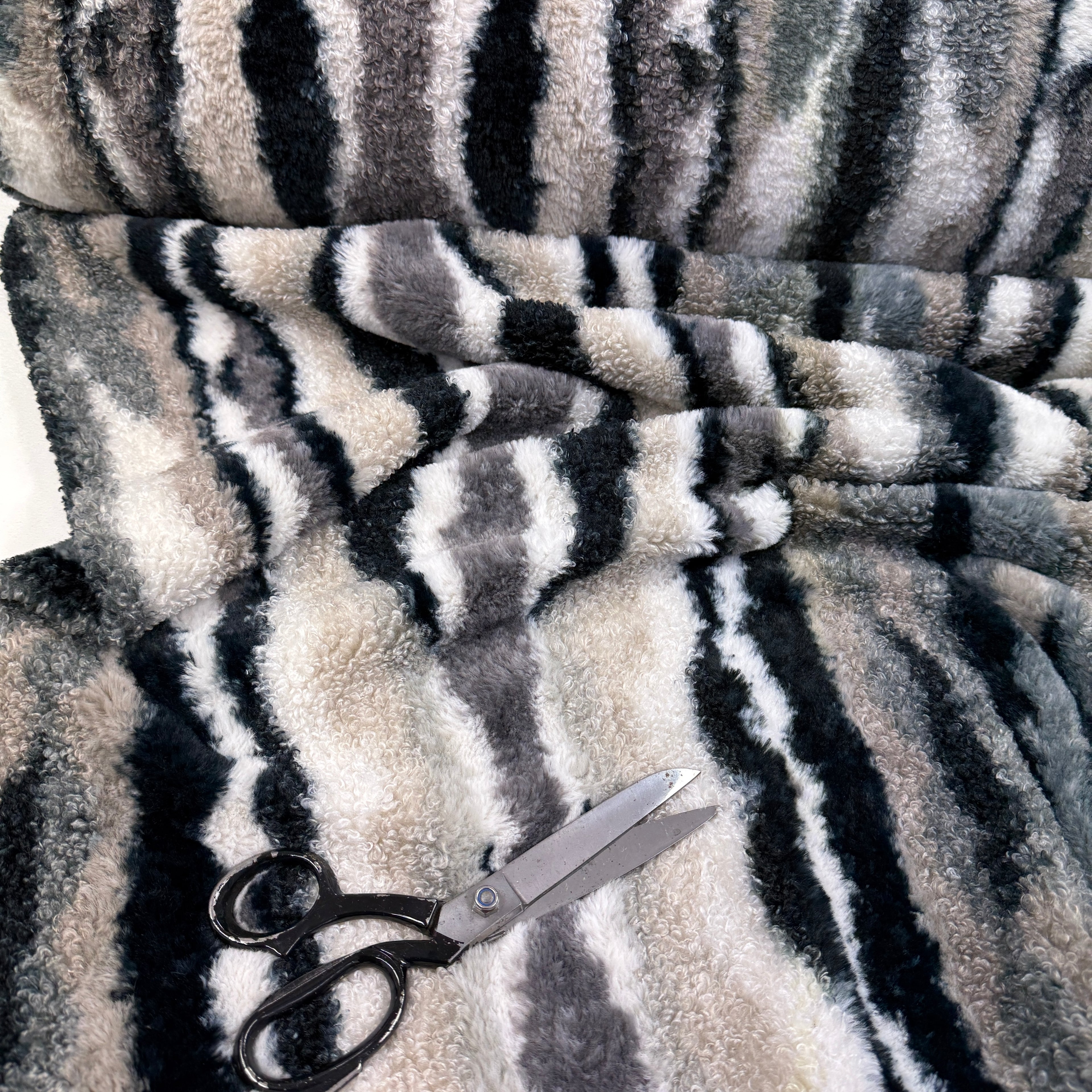 Super Soft Mix Faux Fur Animal Stripes- Fake Fur - Multi Neutrals