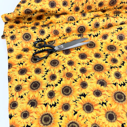 Timeless Treasures - Packed Metallic Sunflowers -Yellow