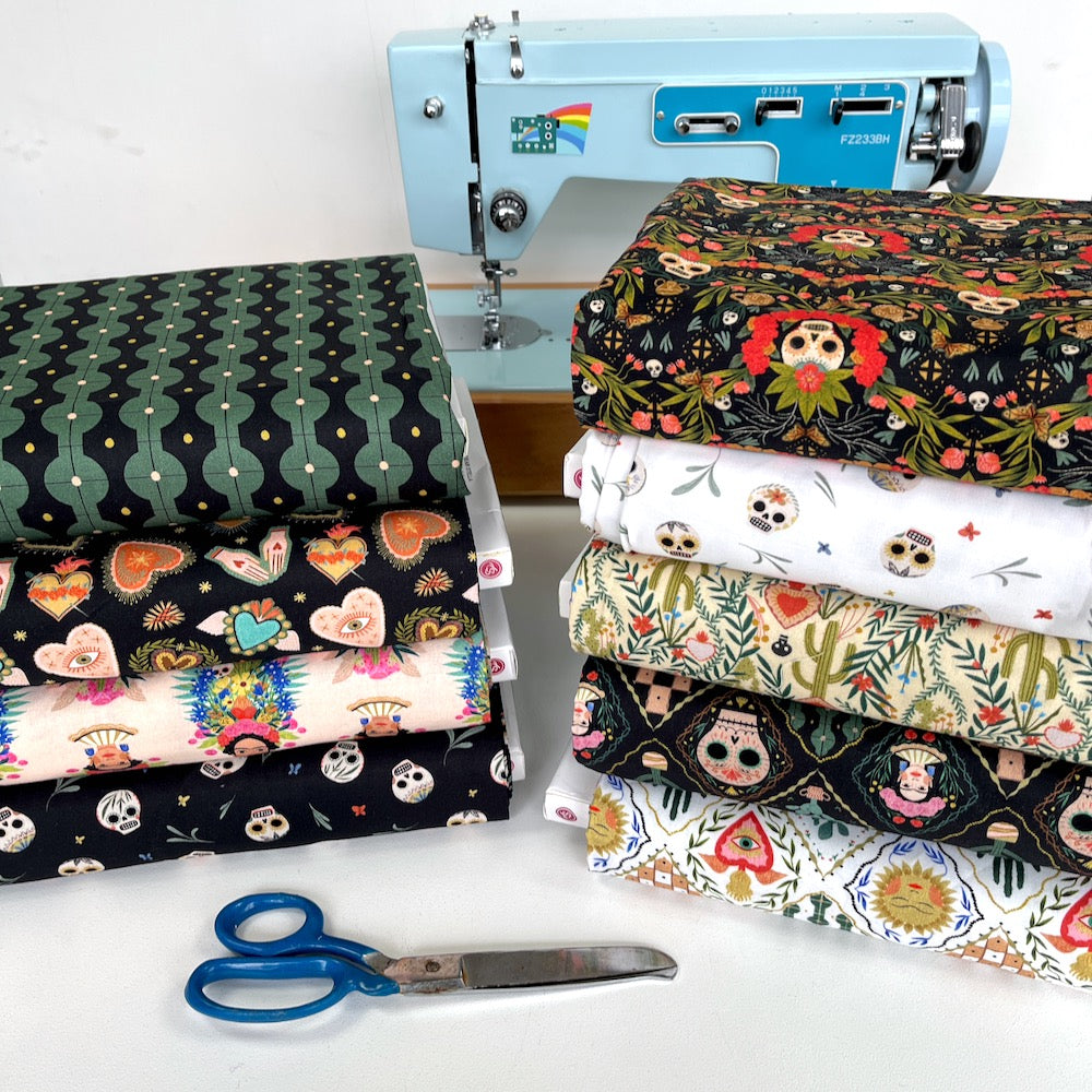 Dear Stella Fabric - Viva La Vida - Flaming Hearts Midnight