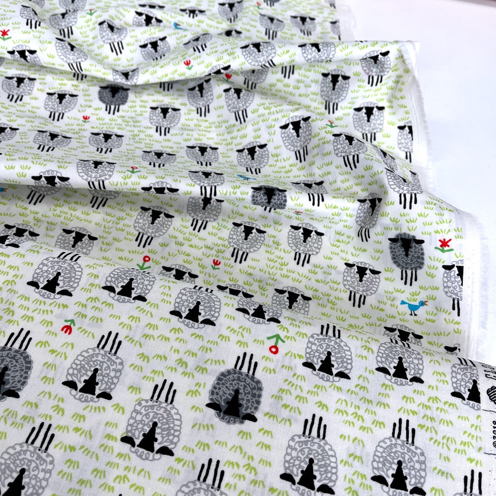 Cloud 9 GOTS Fabric - Ed Emberley Faves - Sheep Cream