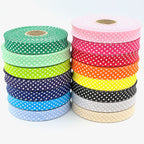 25m Reel of 18mm Polka Dot Bias Binding