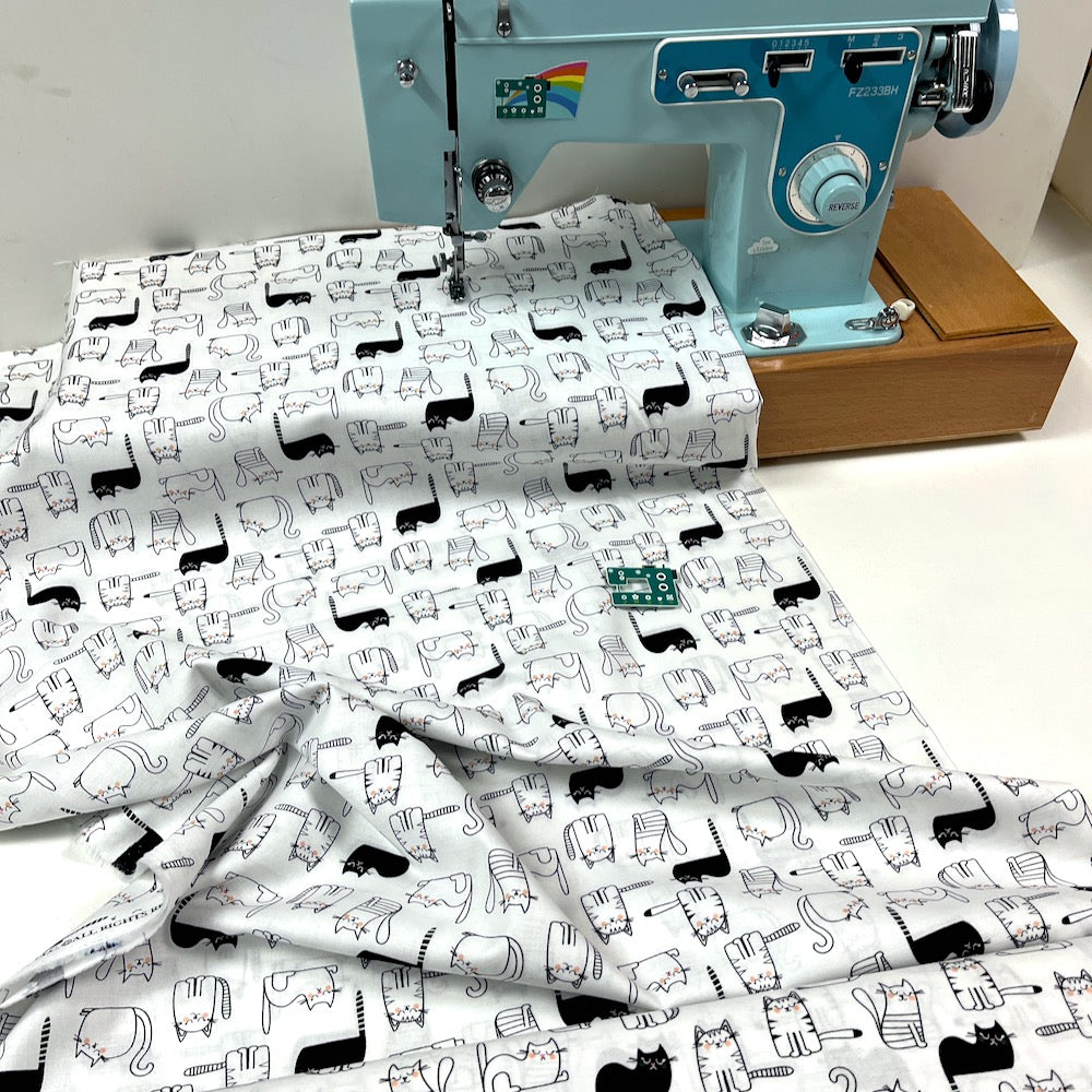 Timeless Treasures Fabric - Cat Nap Time - White