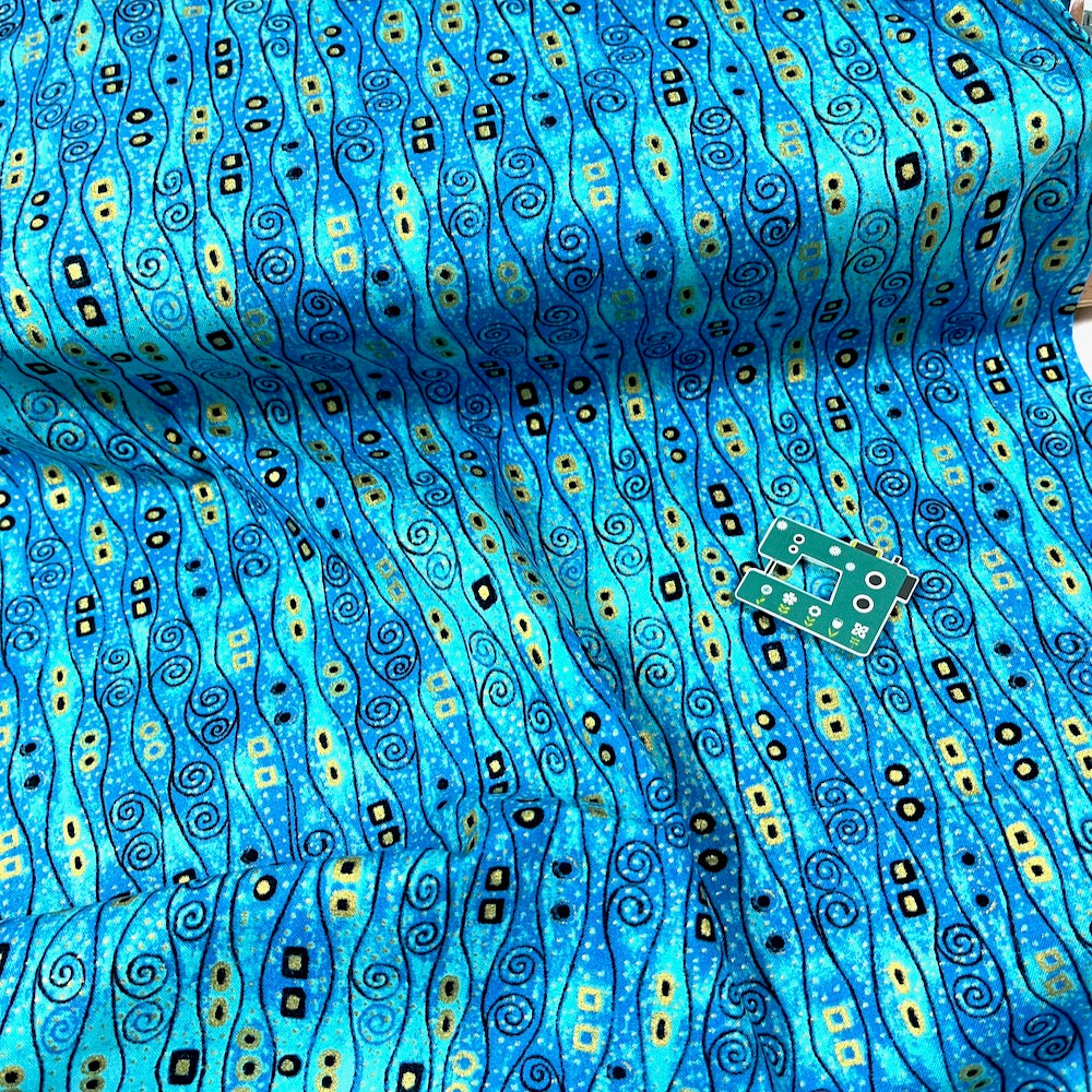 Timeless Treasures Fabric - Abstract Bejeweled Stripes - Turquoise