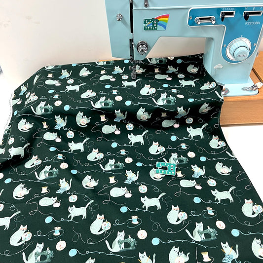 Dear Stella Fabric - Sewing Cats - Peat