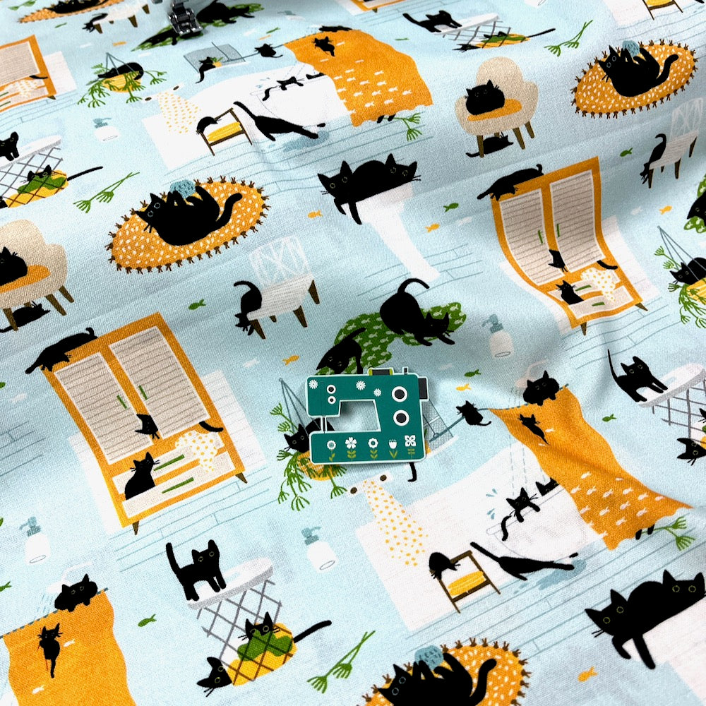 Dear Stella Fabric - Kitty Wash - Icy Blue