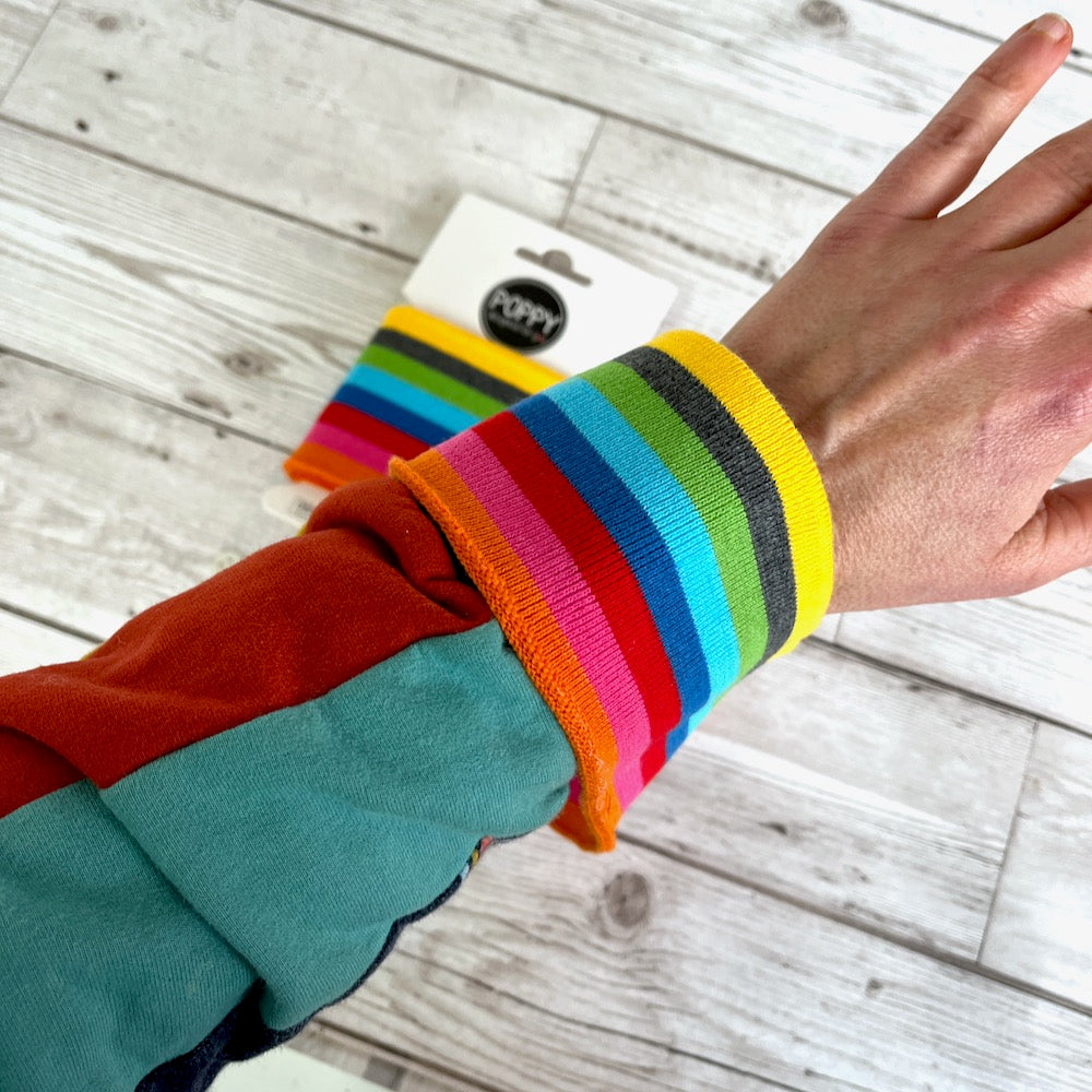 Cuffs by Poppy -  Wide Rainbow Stripe