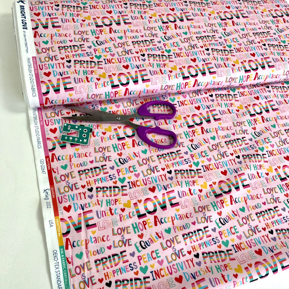 Remnant of Paintbrush Studio - BRIGHT LOVE Pride Words Pink (44cm)