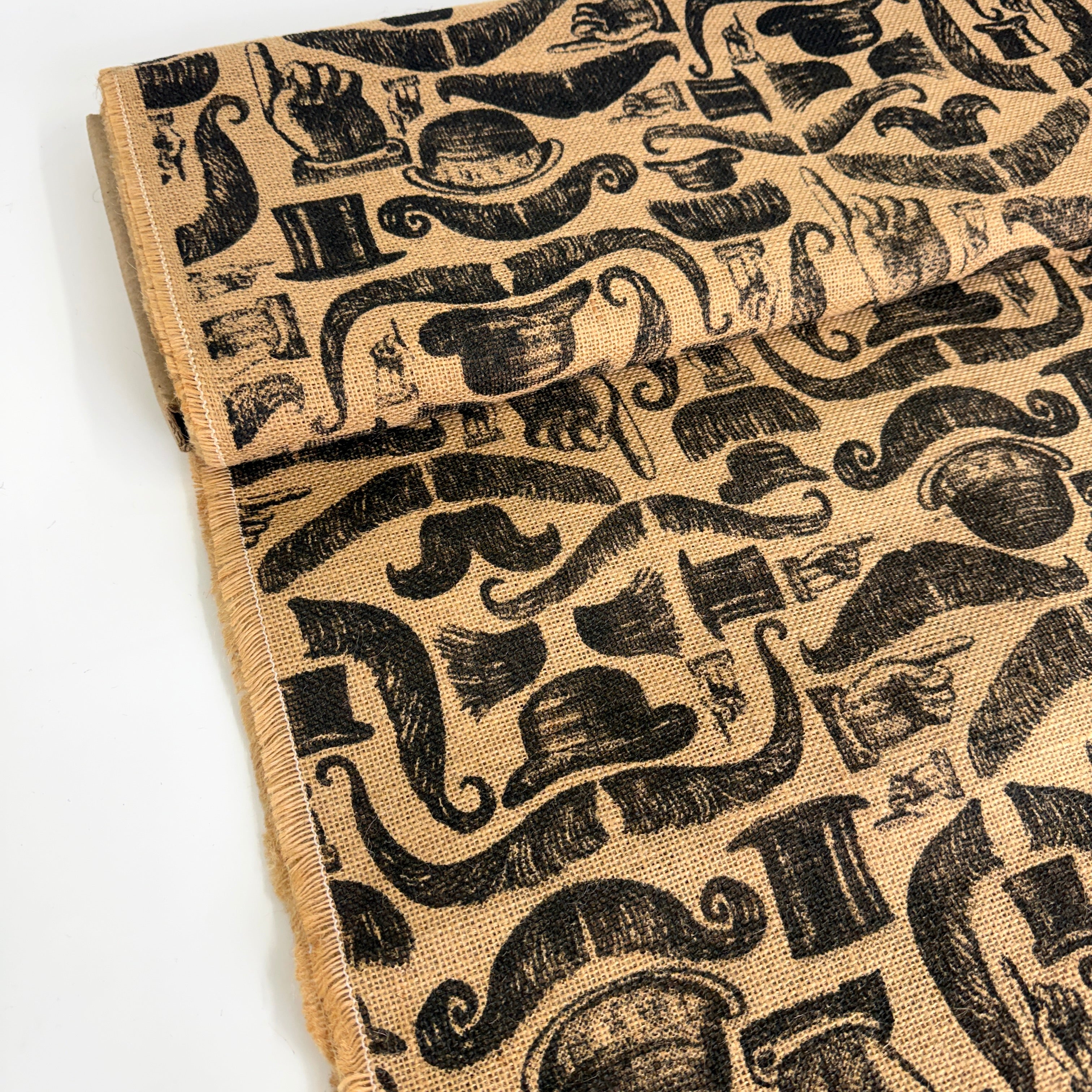 Printed Jute/Hessian Fabric - Moustaches