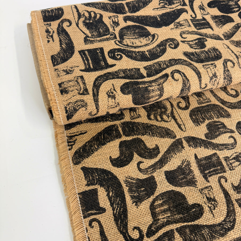 Printed Jute/Hessian Fabric - Moustaches