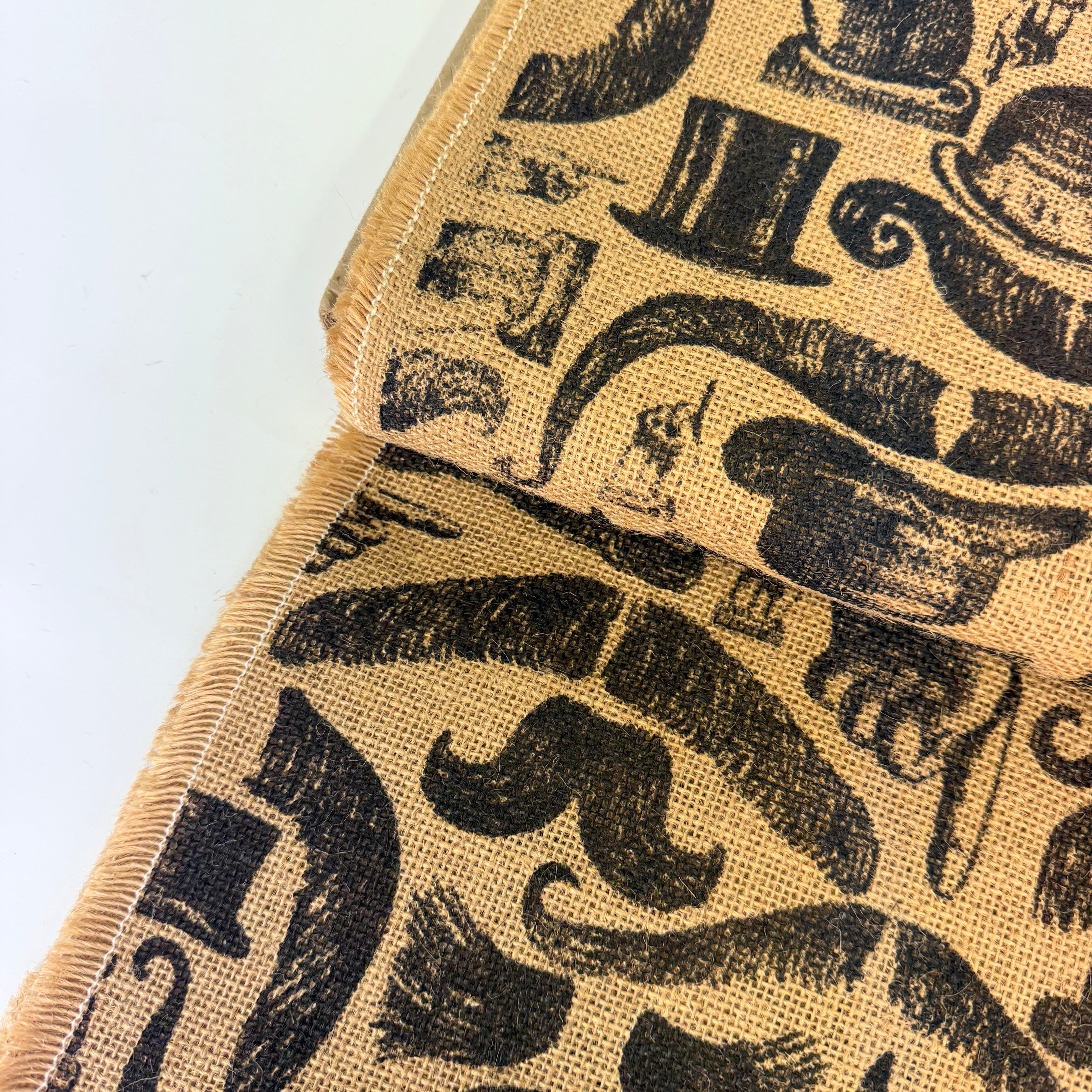 Printed Jute/Hessian Fabric - Moustaches