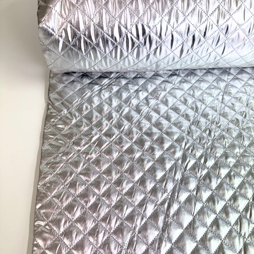 Space Foil - Shiny Silver Quilted Fabric