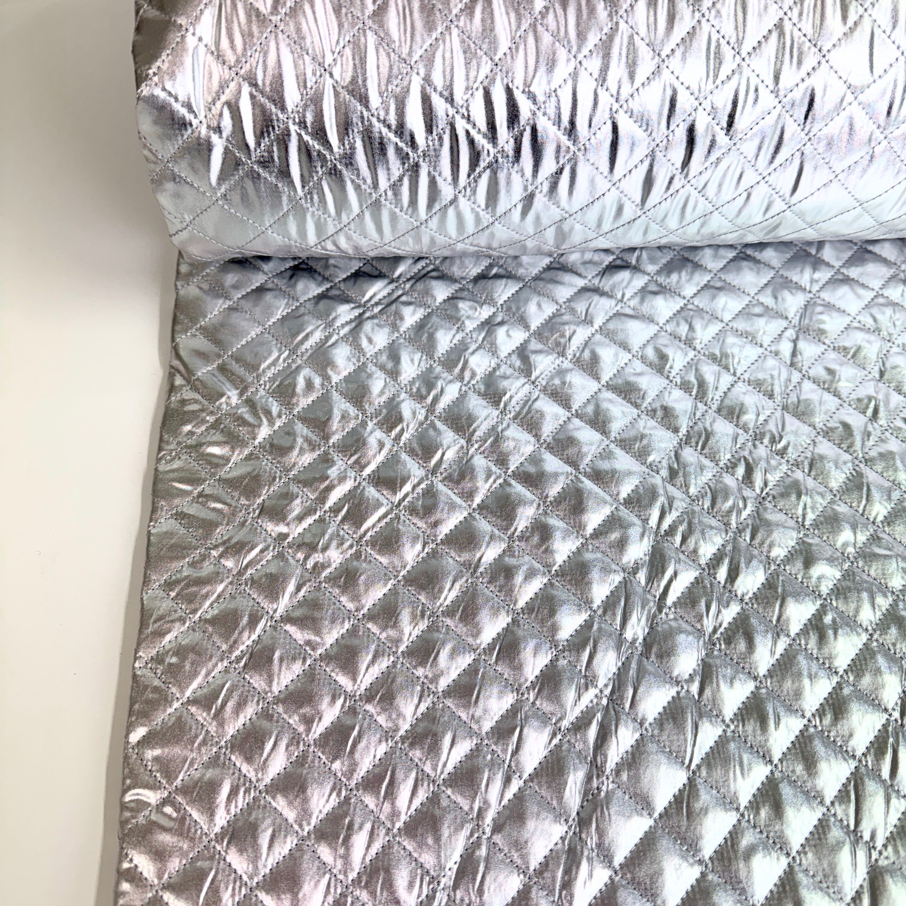 Space Foil - Shiny Silver Quilted Fabric