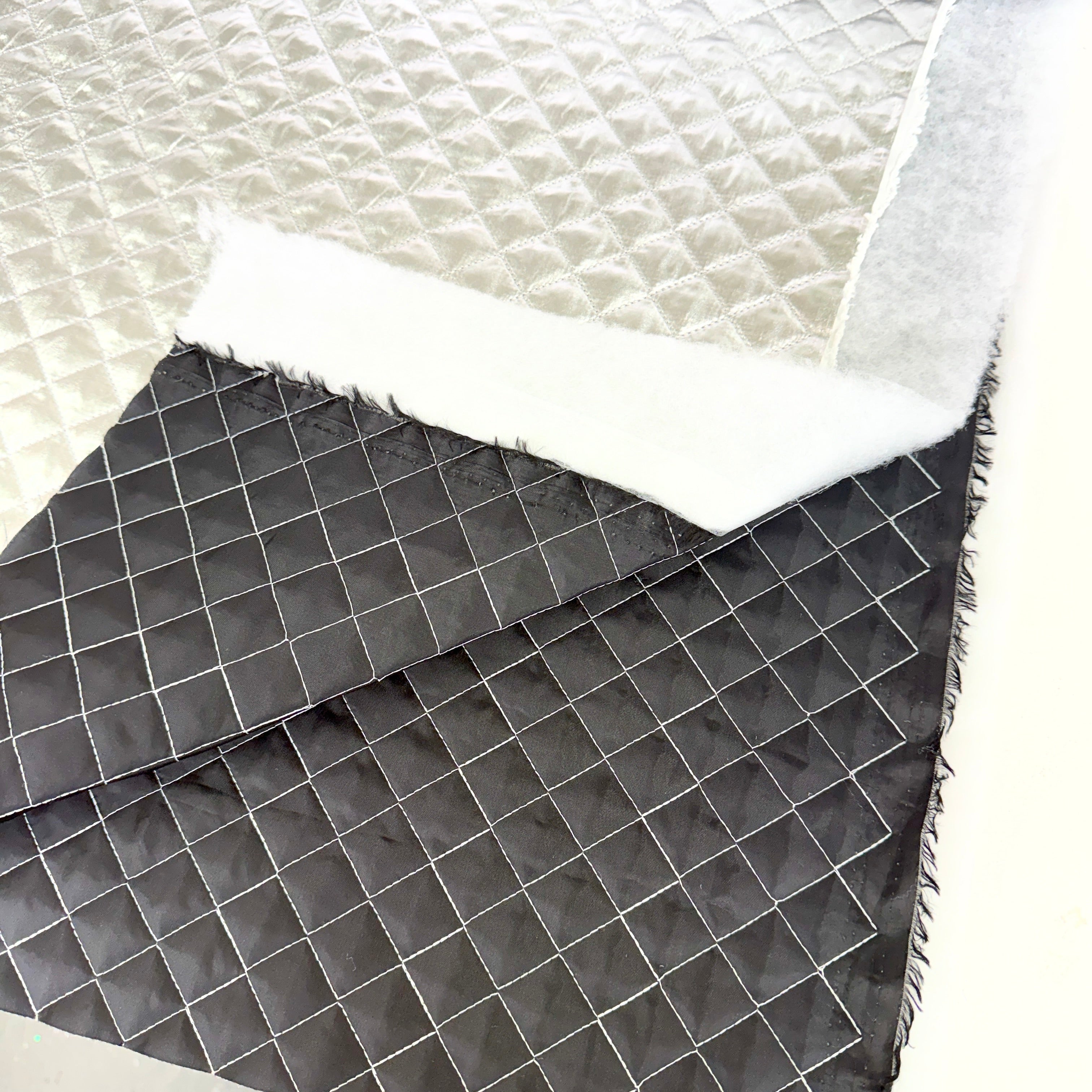 Space Foil - Shiny Silver Quilted Fabric