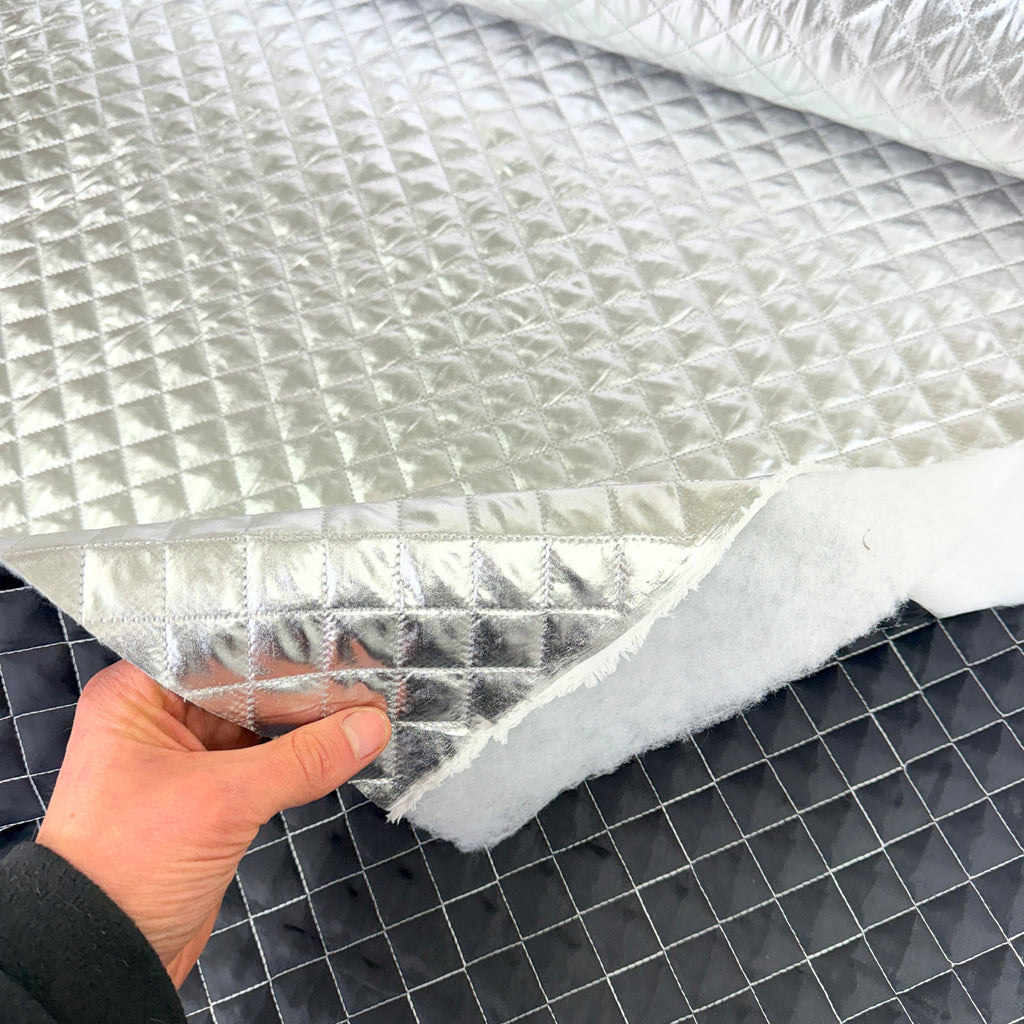 Space Foil - Shiny Silver Quilted Fabric