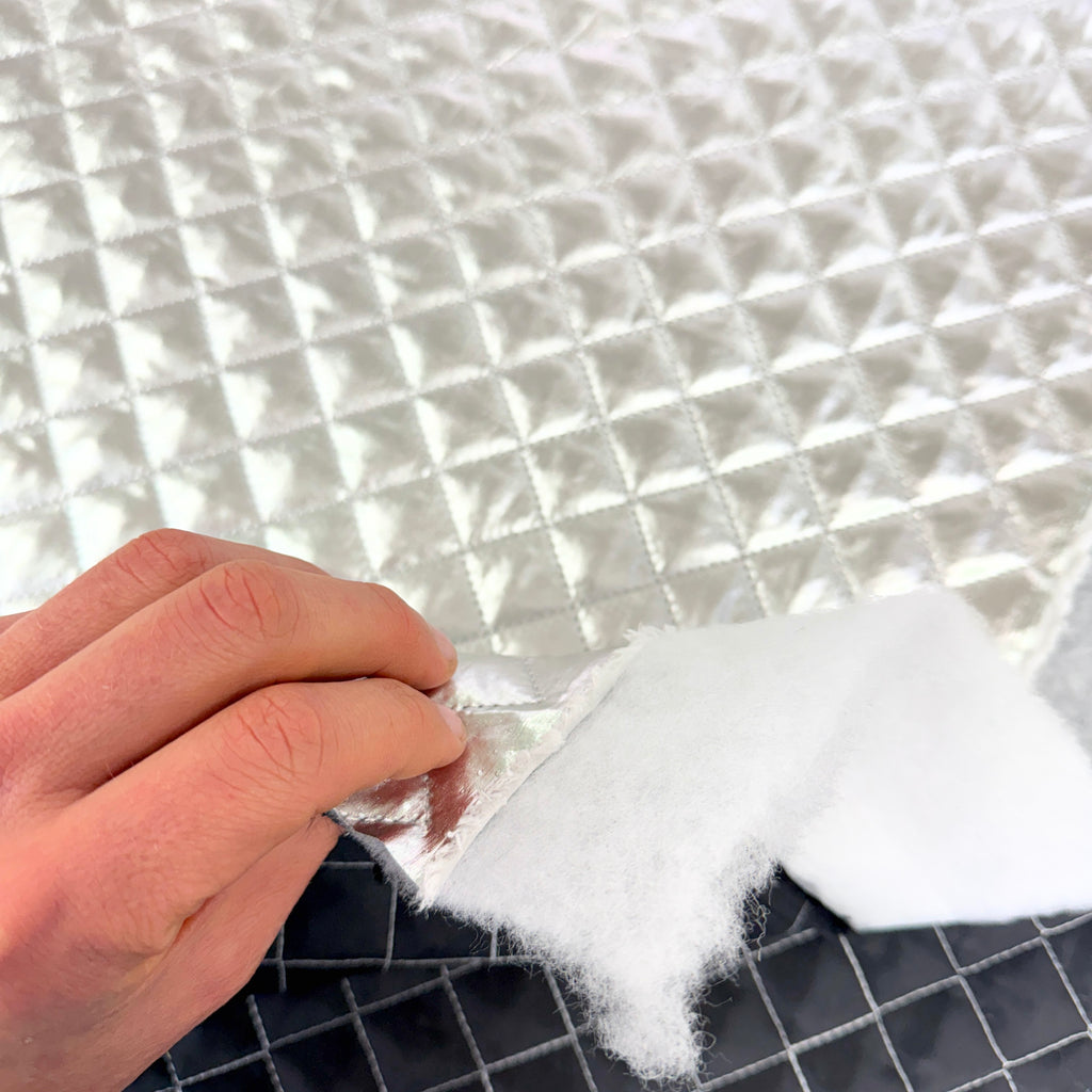 Space Foil - Shiny Silver Quilted Fabric