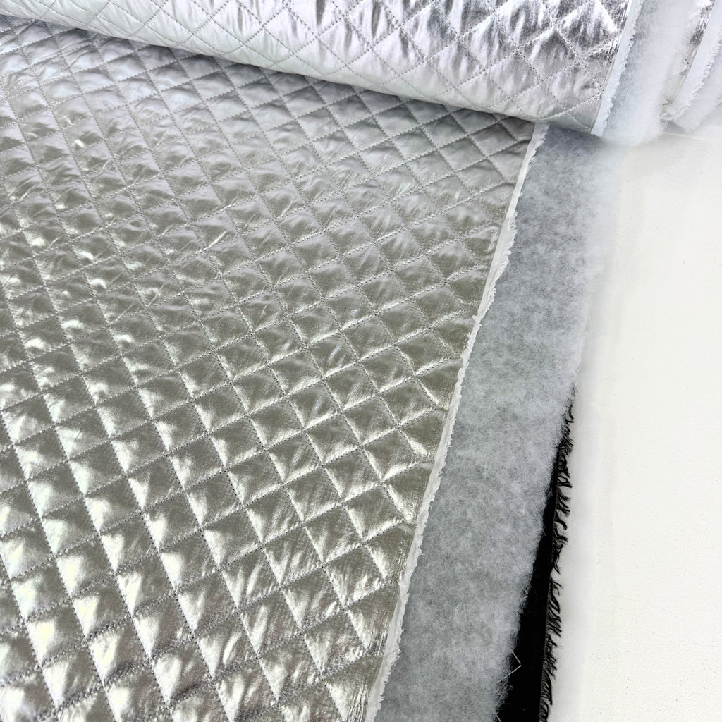 Space Foil - Shiny Silver Quilted Fabric